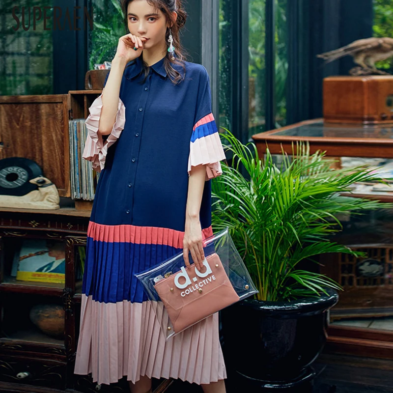 SuperAen Temperament Women Dress Wold Casual Lapel Shirt Dress Female Summer 2019 New Korean Style Pleated Dress Women
SuperAen Temperament Women Dress Wold Casual Lapel Shirt Dress Female Summer 2019 New Korean Style Pleated Dress Women