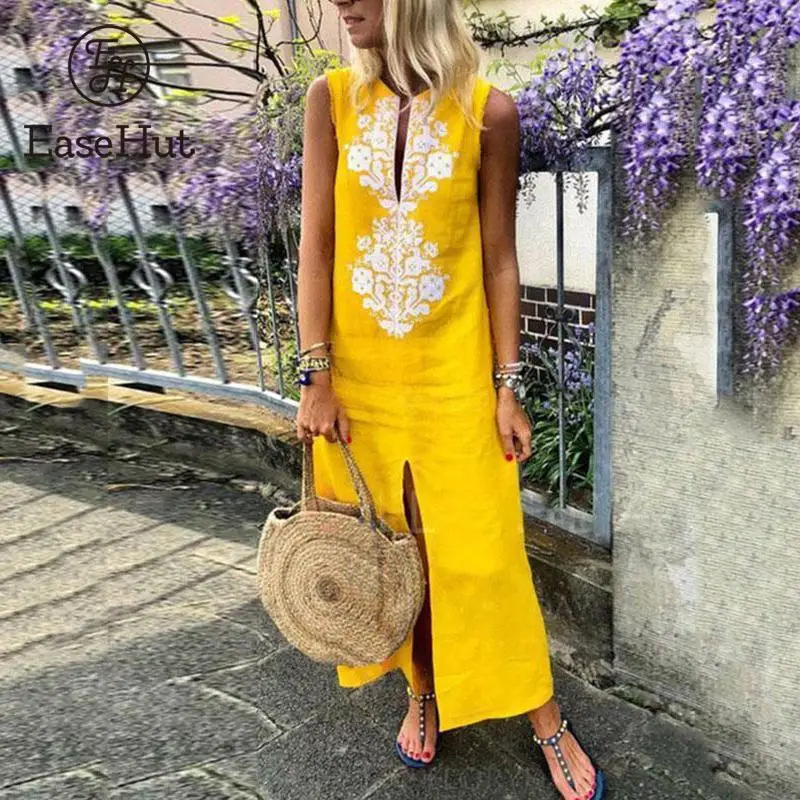 2019 Sleeveless Women Split Dresses Female Cotton Dress Summer Boho Paisley Print Linen Party Dress Plus Size 3XL Robe Vestidos
2019 Sleeveless Women Split Dresses Female Cotton Dress Summer Boho Paisley Print Linen Party Dress Plus Size 3XL Robe Vestidos