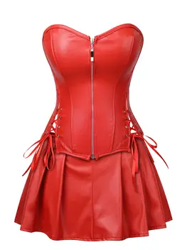Plus Size Strapless Lace Up Corset With Mini Skirt Sexy Zipper Solid Leather Corset Bustier Women Wire Free Intimates 2XL
Plus Size Strapless Lace Up Corset With Mini Skirt Sexy Zipper Solid Leather Corset Bustier Women Wire Free Intimates 2XL