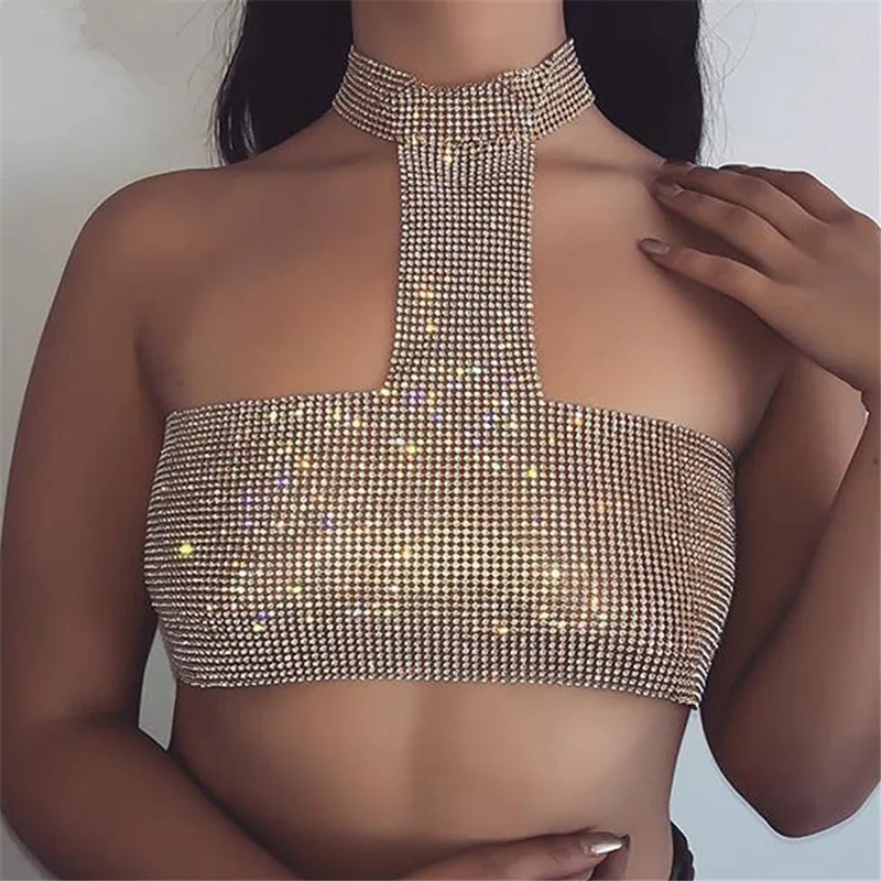 Crystal Silver Gold Metal Mesh Halter Necklace Metallic Strap Tank Crop Top Vest Sexy Bra Bikini Celebrate Body Chain Jewelry
Crystal Silver Gold Metal Mesh Halter Necklace Metallic Strap Tank Crop Top Vest Sexy Bra Bikini Celebrate Body Chain Jewelry