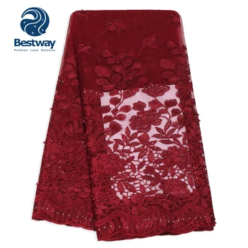 Best 2019 Newest African Lace Fabric Embroidered Beads Rhinestone Wine Red High Quality Nigerian French Lace For Aso Ebi
Best 2019 Newest African Lace Fabric Embroidered Beads Rhinestone Wine Red High Quality Nigerian French Lace For Aso Ebi