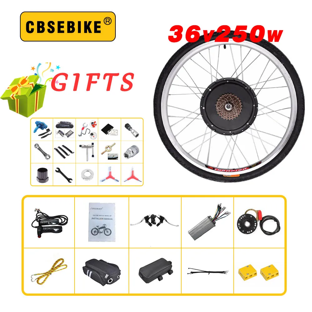 

CBSEBIKE Rear Motor wheel Kits 36V 250W torque sensor 20" 24" 26" 28" 29" 700c EBike Electric Bicycle high speed Conversion Kit