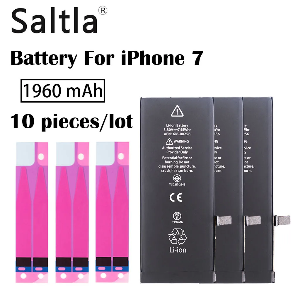 Original Saltla Battery For iPhone 7G 10 pieces/lot Real Capacity 1960mAh New 7 Mobile Replacement Batteries with Repair Sticker
Original Saltla Battery For iPhone 7G 10 pieces/lot Real Capacity 1960mAh New 7 Mobile Replacement Batteries with Repair Sticker