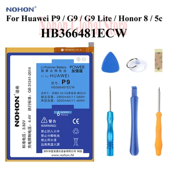 

Original NOHON Phone Battery For Huawei P9 G9 G9 Lite Honor 8 5c 2900mAh-3000mAh High Capacity Li-Polymer Batteries HB366481ECW