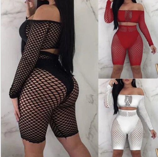 Hot Off Shoulder 2Pcs Summer Clothes Long Sleeve Women Bandeau Fishnet Shirt Top+High Waist Hollow Pants Ladies Beach Clothes
Hot Off Shoulder 2Pcs Summer Clothes Long Sleeve Women Bandeau Fishnet Shirt Top+High Waist Hollow Pants Ladies Beach Clothes