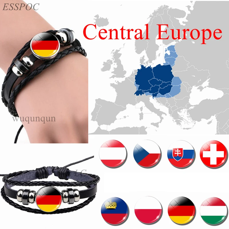 Central Europe: Austria Poland Germany Slovakia Flag Black Bracelet Glass Dome Jewelry Leather Button Men Bangle Gifts
Central Europe: Austria Poland Germany Slovakia Flag Black Bracelet Glass Dome Jewelry Leather Button Men Bangle Gifts