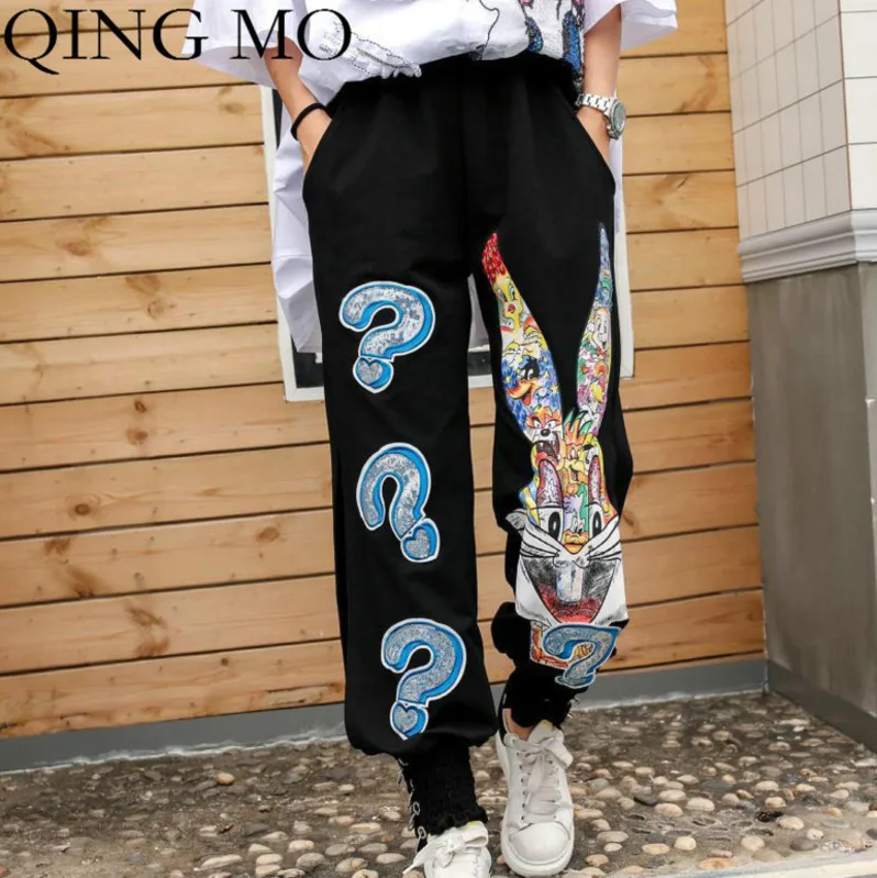 QING MO Women Sequin Trouser Women Cartoon Printing Elastic Waist Trouser Black Red White Haren Pants 2019 ZQY157
QING MO Women Sequin Trouser Women Cartoon Printing Elastic Waist Trouser Black Red White Haren Pants 2019 ZQY157