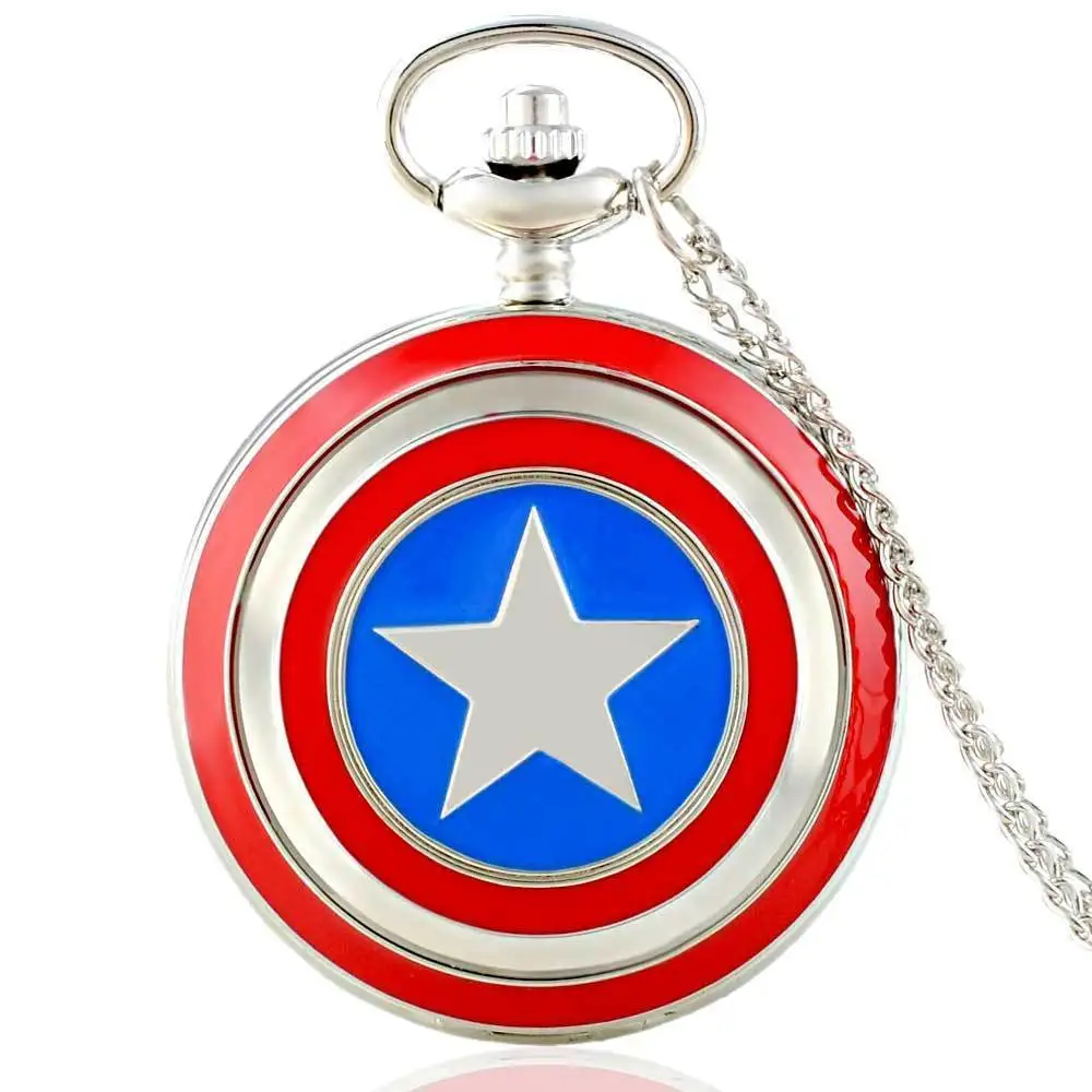 Captain America Pocket Watch Full Hunter Pendant Chain Quartz Watches Unisex Men Fob Chain Pocketwatch Hand Around
Captain America Pocket Watch Full Hunter Pendant Chain Quartz Watches Unisex Men Fob Chain Pocketwatch Hand Around