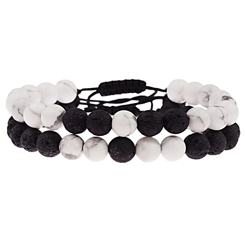 2pcs Couple Bracelet Fashion Adjustable Men Women classic Lava Black&white Stone Braided Macrame Bracelets For Couple Jewelry
2pcs Couple Bracelet Fashion Adjustable Men Women classic Lava Black&white Stone Braided Macrame Bracelets For Couple Jewelry
