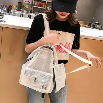 Newest Transparent Women Backpack Summer Nylon Large Teenager Travel Rucksack Hollow Out Net Mesh Backpack sac a dos
Newest Transparent Women Backpack Summer Nylon Large Teenager Travel Rucksack Hollow Out Net Mesh Backpack sac a dos