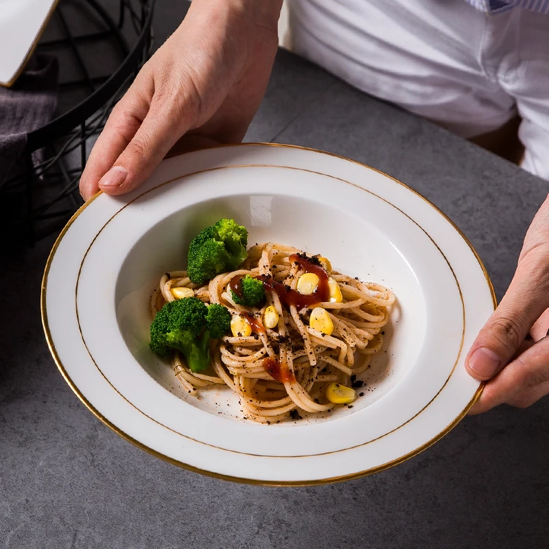 Creative Bone Porcelain European Household Round Pasta Plate Deep Ceramic Pasta Vegetable Plates Kitchen Tableware Dinner Plates
Creative Bone Porcelain European Household Round Pasta Plate Deep Ceramic Pasta Vegetable Plates Kitchen Tableware Dinner Plates