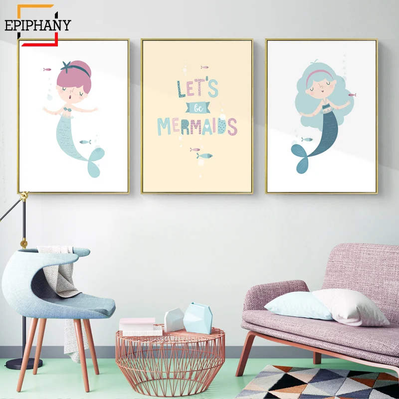 Mermaid Nursery Wall Art Canvas Painting Baby Girls Room Decor Lets Be Mermaids Posters and Print Kids Wall Paintings Pictures
Mermaid Nursery Wall Art Canvas Painting Baby Girls Room Decor Lets Be Mermaids Posters and Print Kids Wall Paintings Pictures