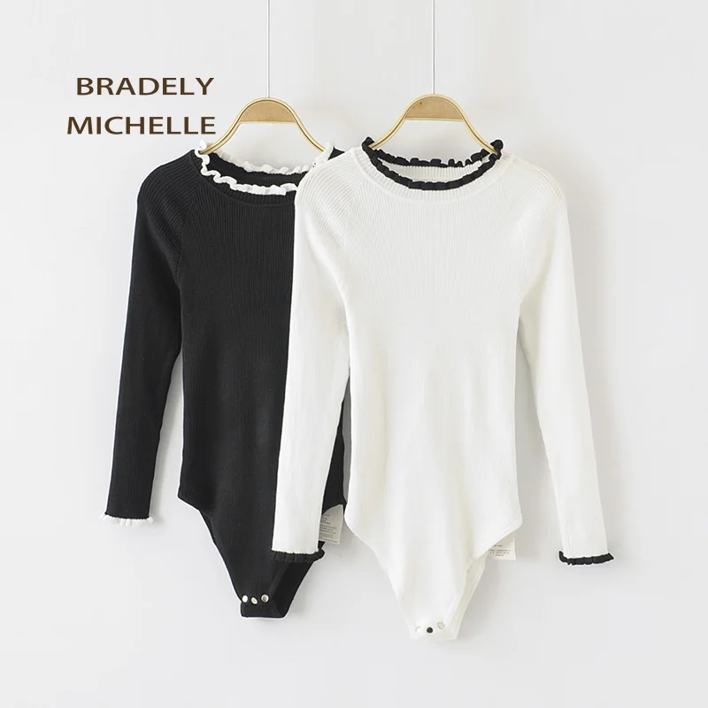 rompers womens jumpsuit 2018 autumn cotton top for sexy female slim ruffled long-sleeve o-neck knit bodysuit with hidden button
rompers womens jumpsuit 2018 autumn cotton top for sexy female slim ruffled long-sleeve o-neck knit bodysuit with hidden button