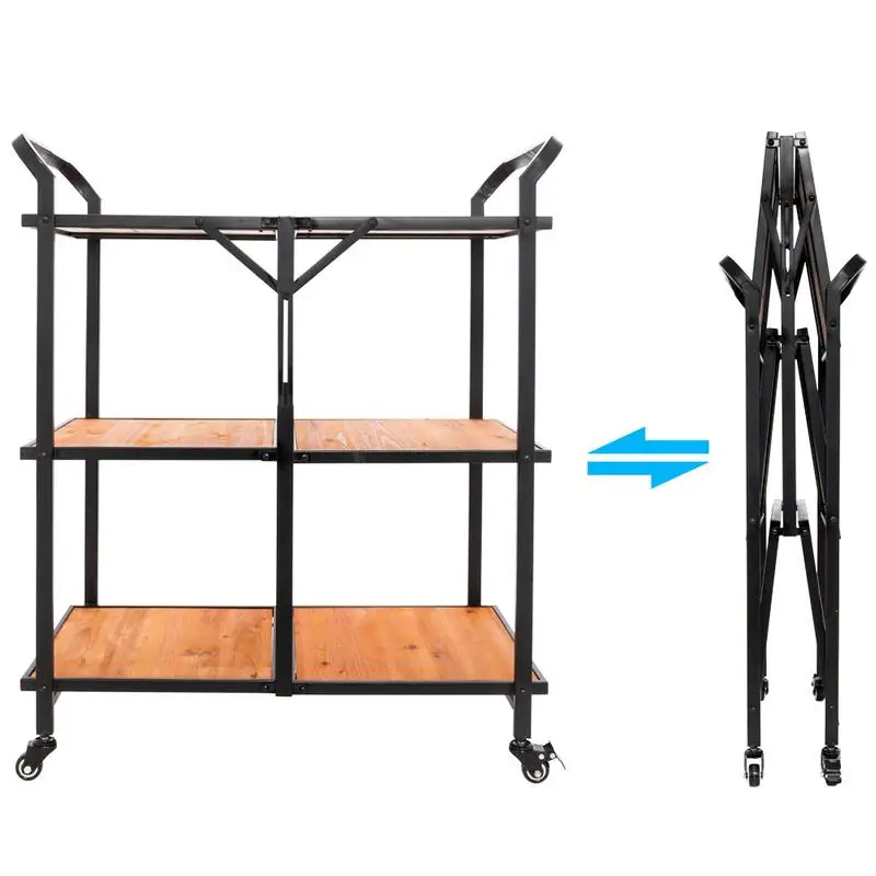 Iron & Wood Foldable Multi-function Cart With Wheels Mobile Foldable Dining Car High Quality Kitchen Storage Trolley Car
Iron & Wood Foldable Multi-function Cart With Wheels Mobile Foldable Dining Car High Quality Kitchen Storage Trolley Car