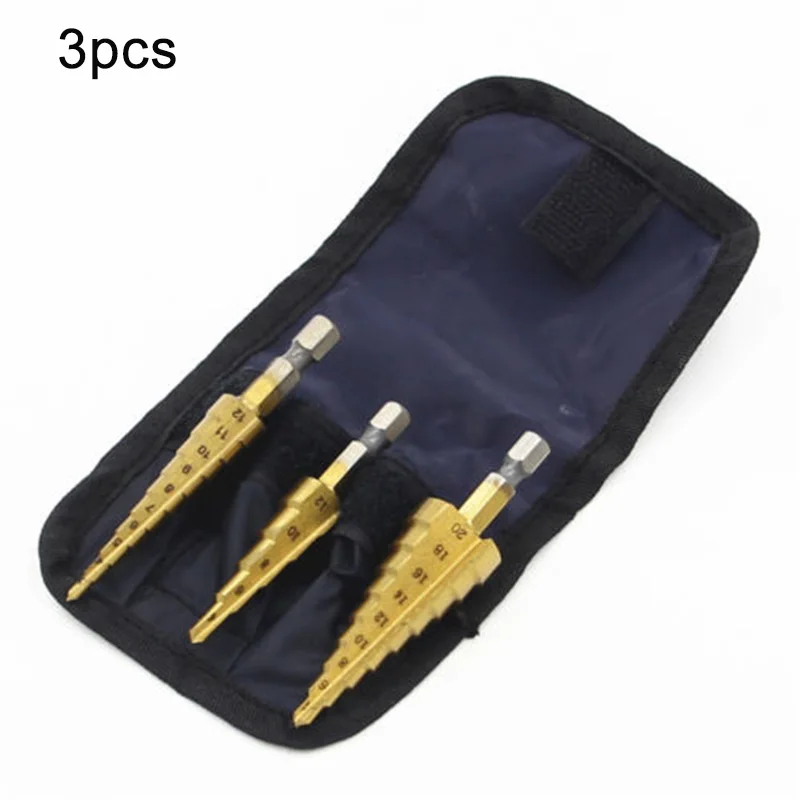 3pcs Drill Bit With Mini Storage Bag Durable HSS Titanium Hex Shank Multifunction Cone Step Drill Bit Set W/Pouch
3pcs Drill Bit With Mini Storage Bag Durable HSS Titanium Hex Shank Multifunction Cone Step Drill Bit Set W/Pouch