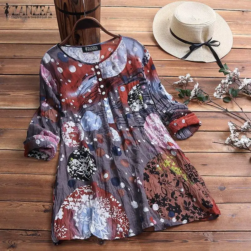 2019 Summer ZANZEA Women Shirt Vestidos Vintage Floral Printed Blouse Blusas Long Sleeve Loose Party Tunic Tops Robe Female
2019 Summer ZANZEA Women Shirt Vestidos Vintage Floral Printed Blouse Blusas Long Sleeve Loose Party Tunic Tops Robe Female