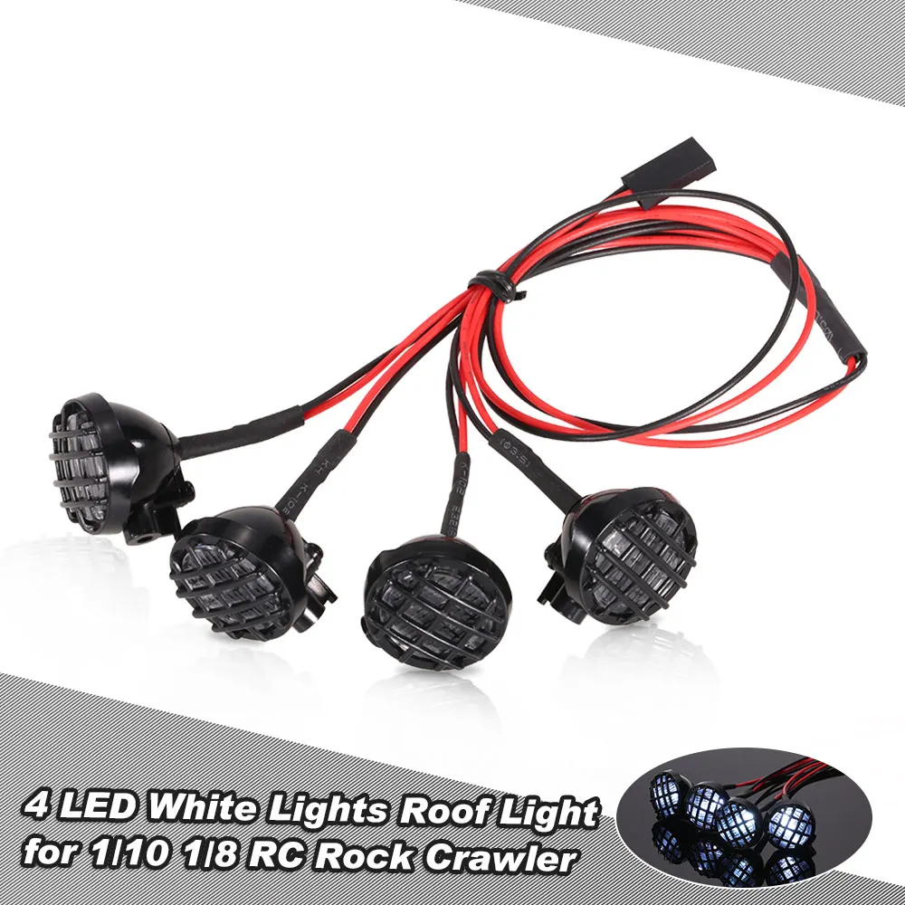 4 светодиодный ные белые лампы с абажуром для 1/10 1/8 Traxxas HSP Redcat RC4WD Tamiya Axial SCX10 D90 HPI RC