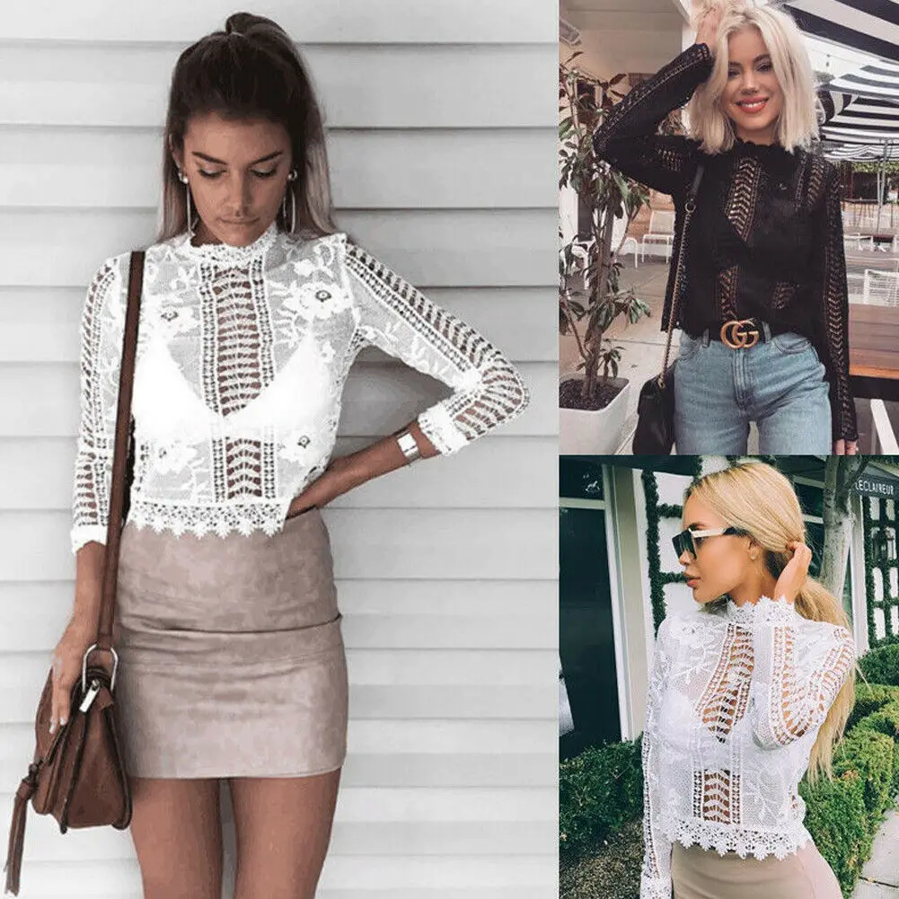 New Women Ladies Fashion Casual Long Sleeve Solid Blouse Hollow Out Flowers Lace Blouse
New Women Ladies Fashion Casual Long Sleeve Solid Blouse Hollow Out Flowers Lace Blouse