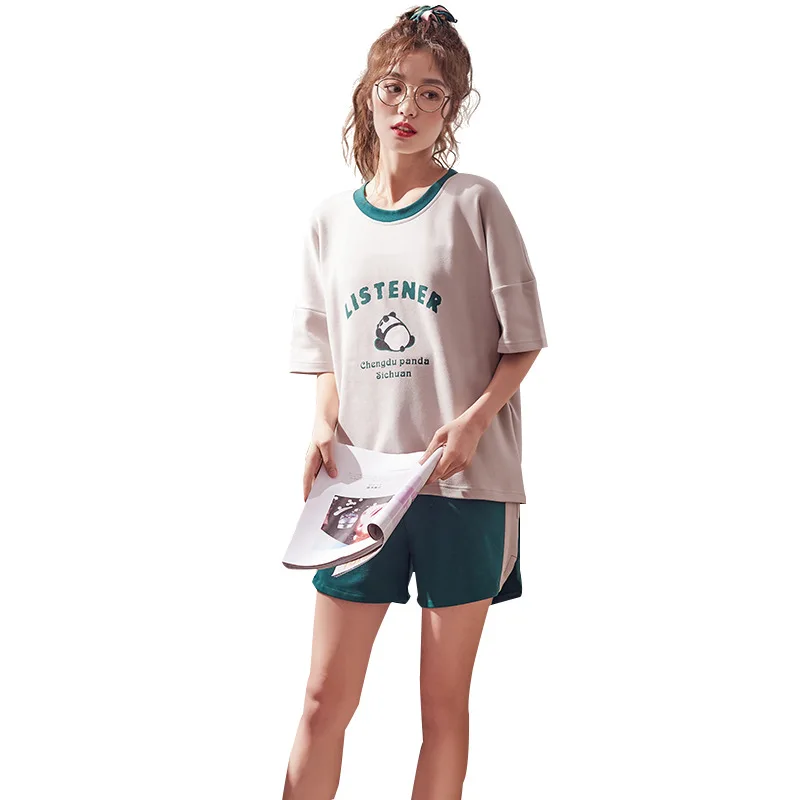 2019 Cotton Pajama Sets For Women Summer Pijamas Half-Sleeve Cartoon Casual Cute Lingerie Girl Sleepwear Suit Pijama Female
2019 Cotton Pajama Sets For Women Summer Pijamas Half-Sleeve Cartoon Casual Cute Lingerie Girl Sleepwear Suit Pijama Female