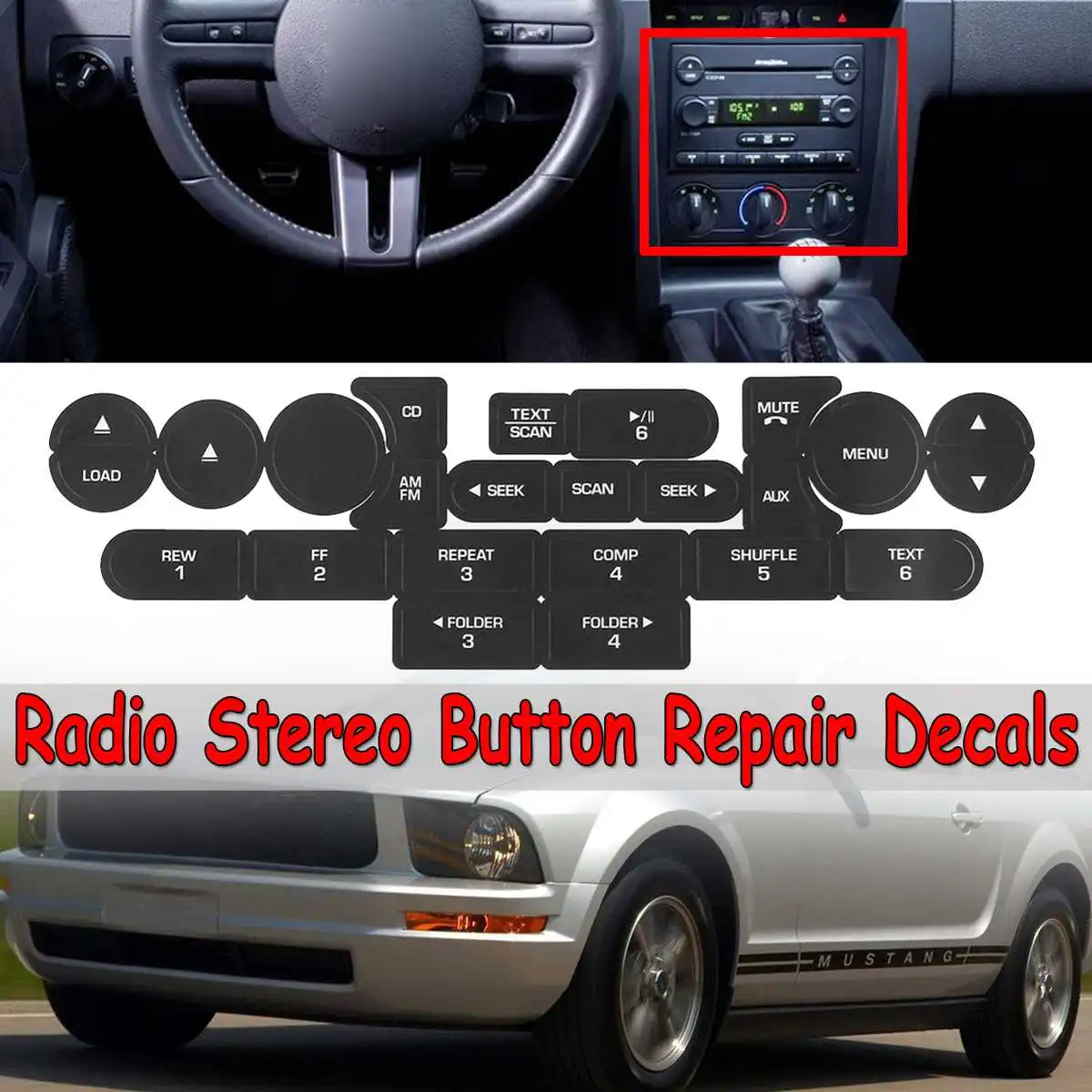 A Set Car Multimedia AM FM CD Radio Stereo Button Repair Decals Sticker For Ford For Mustang Switch Button Repair Stickers
A Set Car Multimedia AM FM CD Radio Stereo Button Repair Decals Sticker For Ford For Mustang Switch Button Repair Stickers