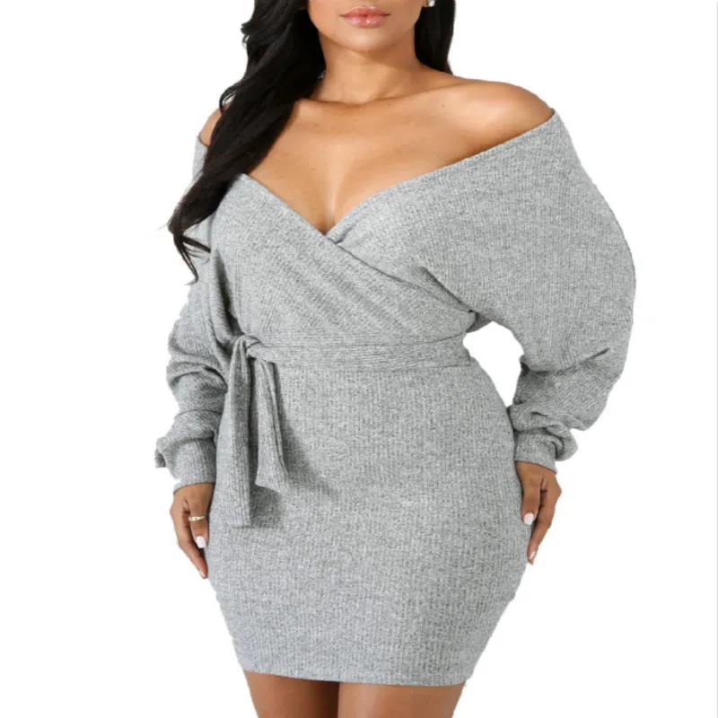 Autumn Winter Women Dress Long Sleeve V Neck Sashes Sexy Bodycon Sweater Dress Party Dresses Vestidos Clothes Plus size
Autumn Winter Women Dress Long Sleeve V Neck Sashes Sexy Bodycon Sweater Dress Party Dresses Vestidos Clothes Plus size