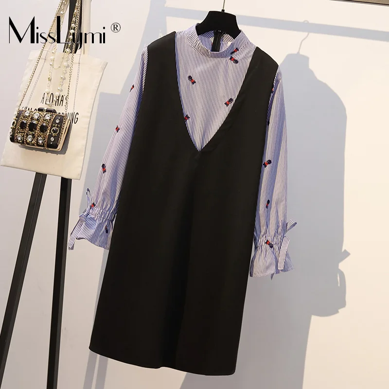 XL-5XL Plus Size Blue Striped Long Sleeve Patchwork Loose Casual Korean Dress Spring 2019 Cute Cartoon Cat Embroidery Dresses
XL-5XL Plus Size Blue Striped Long Sleeve Patchwork Loose Casual Korean Dress Spring 2019 Cute Cartoon Cat Embroidery Dresses