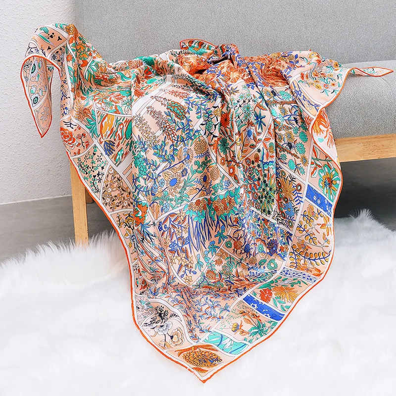100% Silk Satin Scarf Women Fashion Headscarf Shawl Scarves Hijab Wraps Foulard Imitation Monet Garden Pattern 110*110cm
100% Silk Satin Scarf Women Fashion Headscarf Shawl Scarves Hijab Wraps Foulard Imitation Monet Garden Pattern 110*110cm