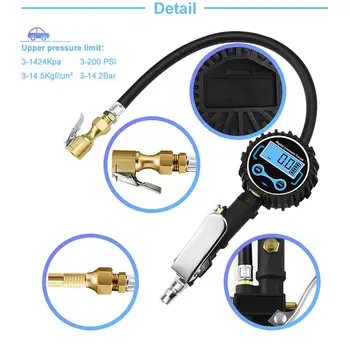 Handheld Tire Pressure Gauge Tire Pressure Meter TPMS Detection pressure upper limit:3-200psi 3-1424Kpa 3-14.5kgf/cm2 3-14.2BAR
Handheld Tire Pressure Gauge Tire Pressure Meter TPMS Detection pressure upper limit:3-200psi 3-1424Kpa 3-14.5kgf/cm2 3-14.2BAR