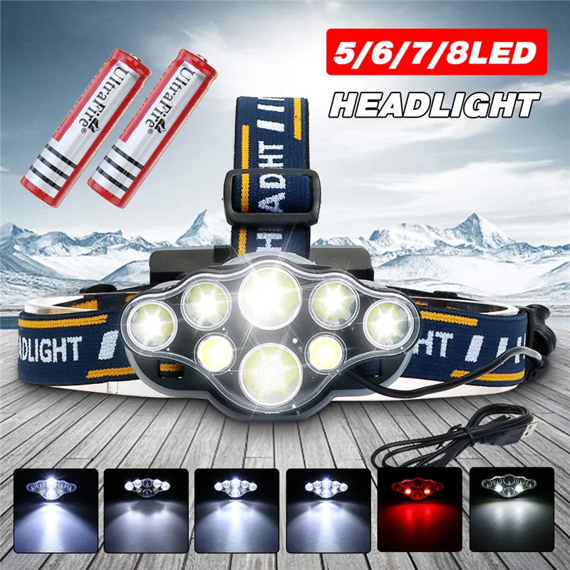 6000lm COB LED Headlamps 5/6/7/8 LEDs Headlight Battery Powered Headlamp Flashlight Torch Lamp For Camping Lamp Emergency Lights
6000lm COB LED Headlamps 5/6/7/8 LEDs Headlight Battery Powered Headlamp Flashlight Torch Lamp For Camping Lamp Emergency Lights