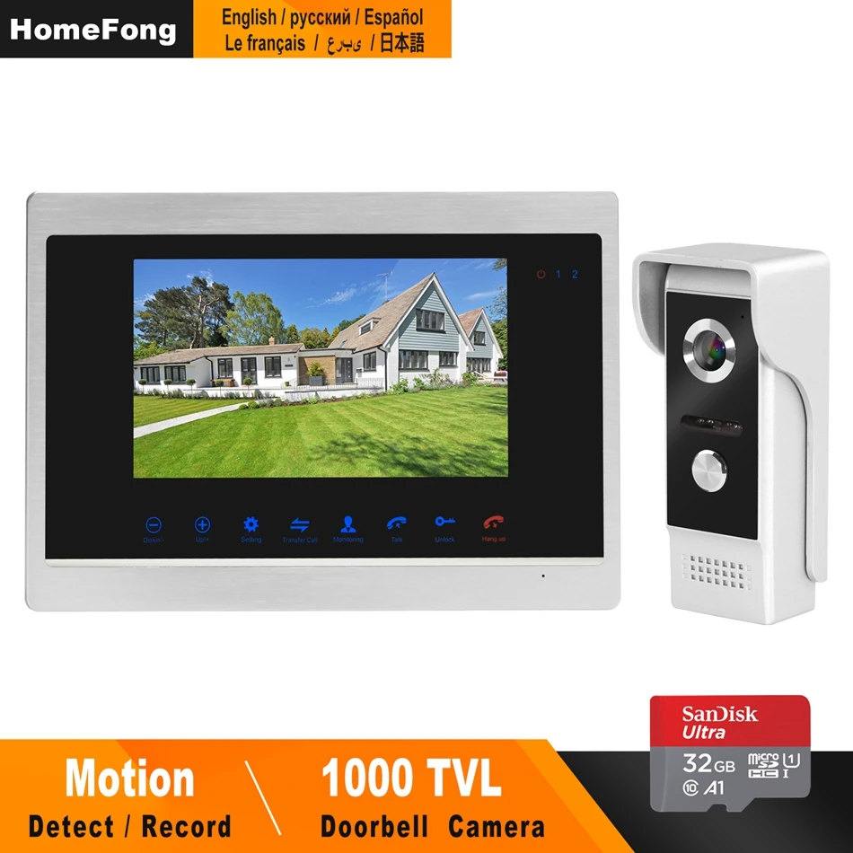 Homefong Wired Video Door Intercom For Home Video Door Phone Camera 7 inch Alloy Monitor with Motion Sensor Support CCTV Camera
Homefong Wired Video Door Intercom For Home Video Door Phone Camera 7 inch Alloy Monitor with Motion Sensor Support CCTV Camera