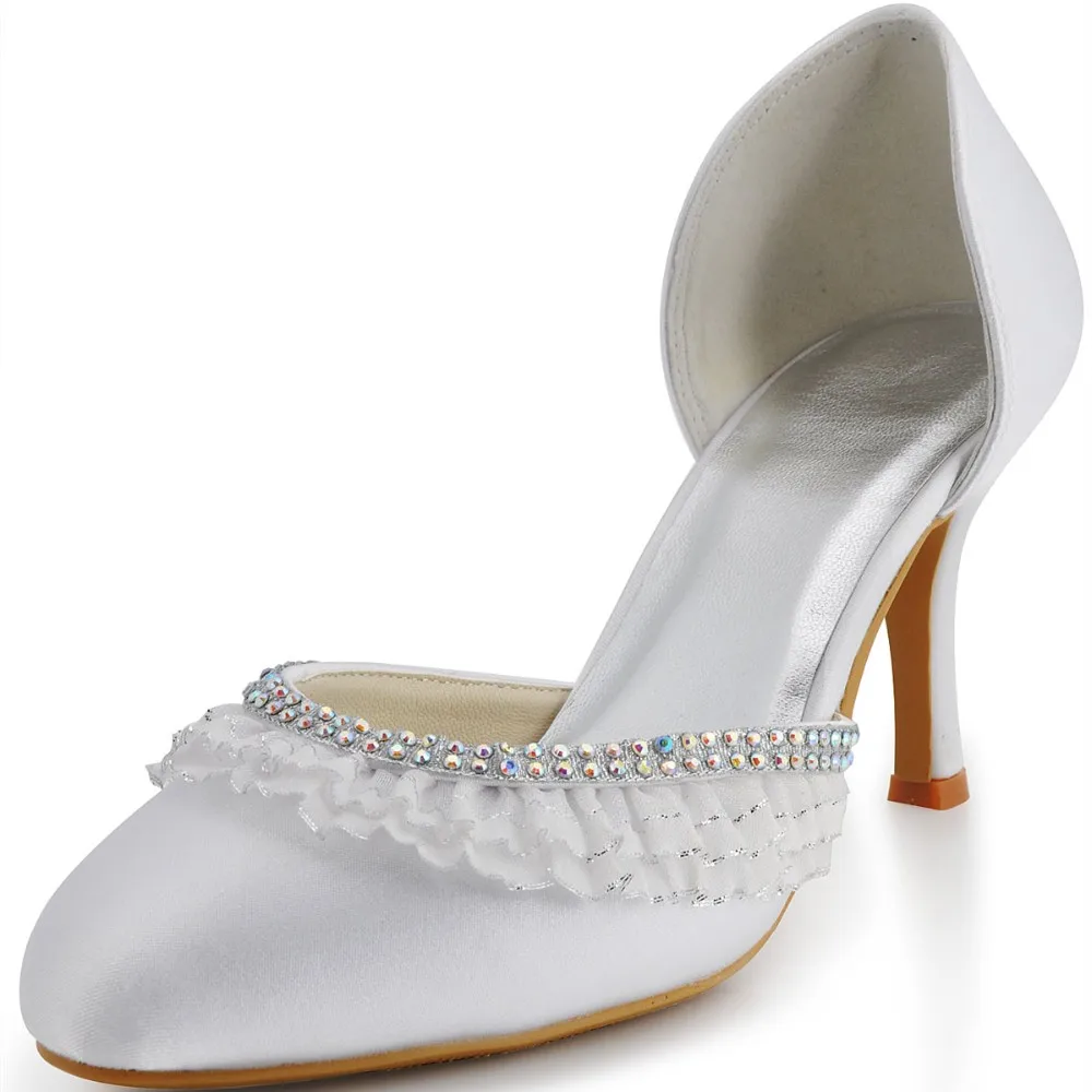 Woman shoes EP11036 White Ivory Round Toe Rhinestone Heel High Satin Ladies bride prom party pumps wedding bridal shoes
Woman shoes EP11036 White Ivory Round Toe Rhinestone Heel High Satin Ladies bride prom party pumps wedding bridal shoes