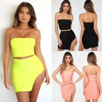 2Pcs Women's Crop Tops Bodycon Mini Skirt Co ord Set Clubwear Summer Sexy Dress 
2Pcs Women's Crop Tops Bodycon Mini Skirt Co ord Set Clubwear Summer Sexy Dress