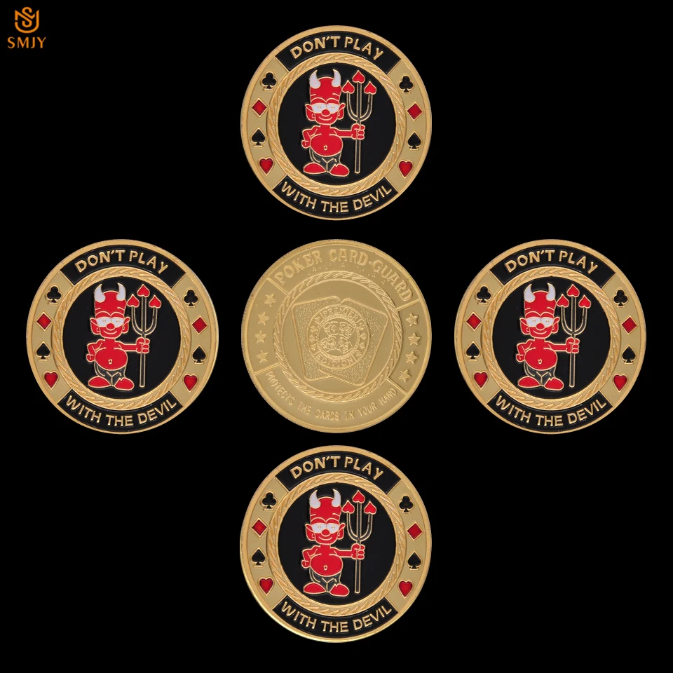 5Pcs/Lot Poker Chips "Don't Play With The Devil" Gold Poker Card Guard Token Collection With Protection Capsules And Gifts
5Pcs/Lot Poker Chips "Don't Play With The Devil" Gold Poker Card Guard Token Collection With Protection Capsules And Gifts