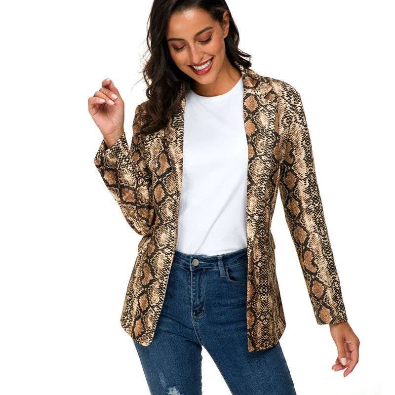 Spring And Autumn New Pattern Suit-dress Snake Grain Printing Long Sleeve Self-cultivation Small Mans Suit Woman Lapel Jacket
Spring And Autumn New Pattern Suit-dress Snake Grain Printing Long Sleeve Self-cultivation Small Mans Suit Woman Lapel Jacket