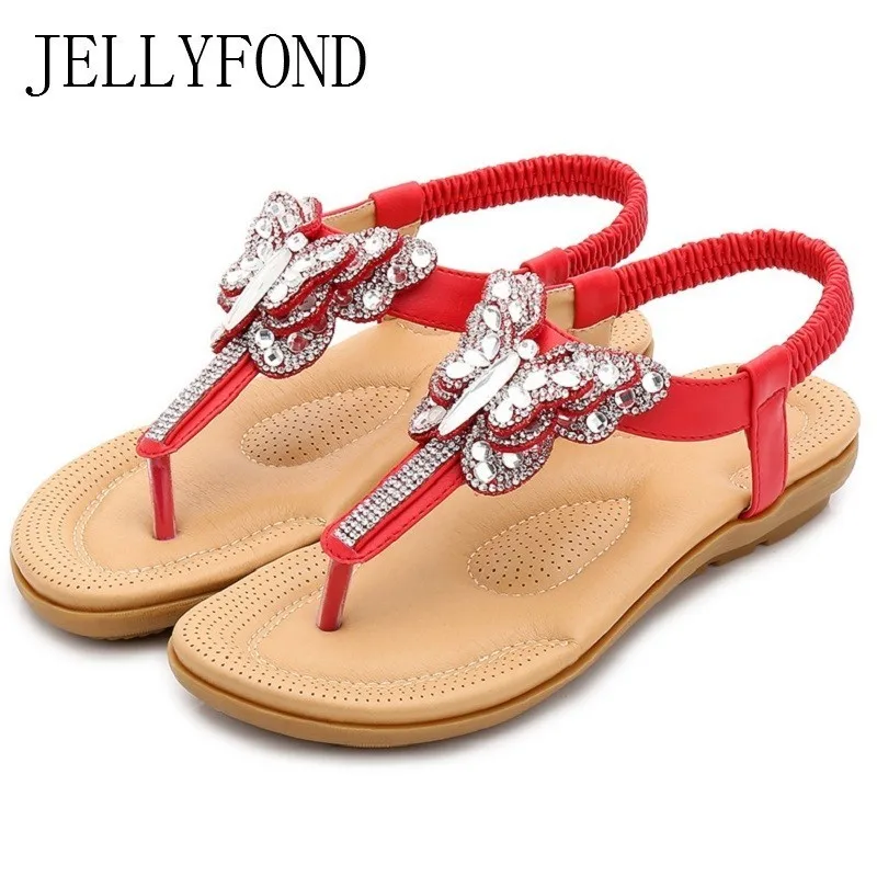 

Summer Shoes Woman Beach Sandals 2019 New Fashion Women Gladiator Flip Flops Flat Sandals Crystals String Thong Casual Sandalias