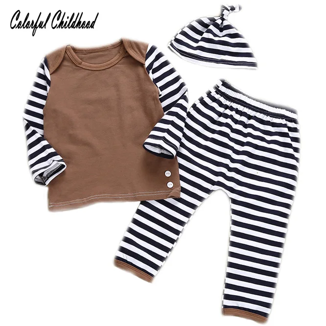 Baby Girl Clothing Long Sleeve T-shirt+Striped Pants+Hat 3pcs Sets Newborn Outfit Cotton Clothes For Baby Boy kleding meisjes
Baby Girl Clothing Long Sleeve T-shirt+Striped Pants+Hat 3pcs Sets Newborn Outfit Cotton Clothes For Baby Boy kleding meisjes