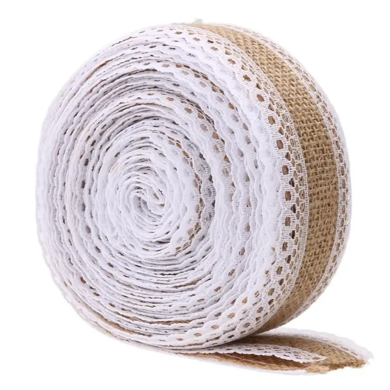 5M/Roll Wedding Decoration White Lace Trim Linen Jute Burlap Ribbons Rustic Marriage Wedding Party Table Runner Craft Ribbons
5M/Roll Wedding Decoration White Lace Trim Linen Jute Burlap Ribbons Rustic Marriage Wedding Party Table Runner Craft Ribbons