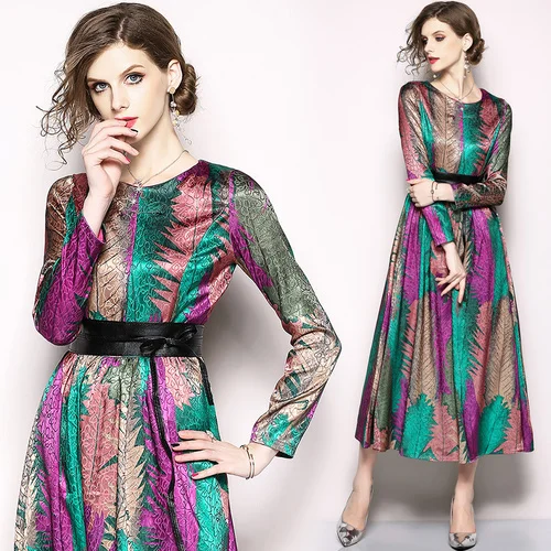 Print Vintage Long Dress Elegant strip Women 2019 New spring Dresses Long Sleeve Shirt Collar waist-UP Runway Maxi Dress
Print Vintage Long Dress Elegant strip Women 2019 New spring Dresses Long Sleeve Shirt Collar waist-UP Runway Maxi Dress