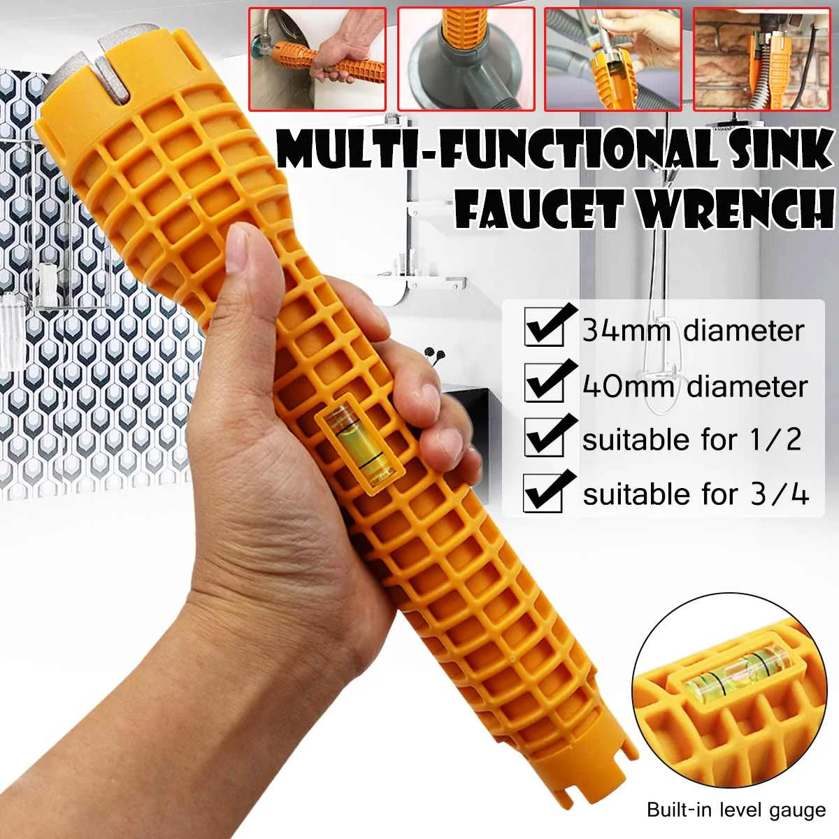 Faucet and Sink Installer Wrench Anti-Slip Handle Wrench Tool Extra-long design Wrench Tools Bathroom Faucet Sink Maintenance
Faucet and Sink Installer Wrench Anti-Slip Handle Wrench Tool Extra-long design Wrench Tools Bathroom Faucet Sink Maintenance