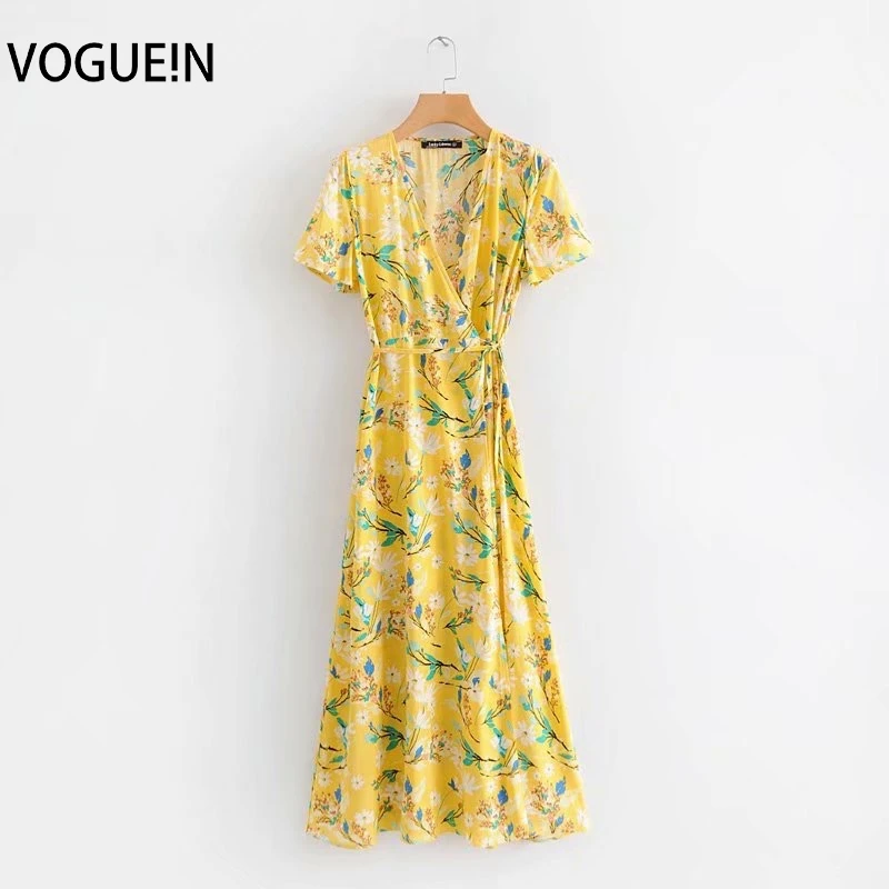 VOGUEIN New Womens Boho Beach Floral Print Yellow V-Neck Side Split Wrap Maxi Dress Wholesale
VOGUEIN New Womens Boho Beach Floral Print Yellow V-Neck Side Split Wrap Maxi Dress Wholesale