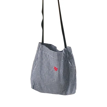 Women Canvas Shoulder Bag Black White Plaid Embroidery Ladies Shopping Bag Handbags Totes Cotton Cloth Beach Bags
Women Canvas Shoulder Bag Black White Plaid Embroidery Ladies Shopping Bag Handbags Totes Cotton Cloth Beach Bags