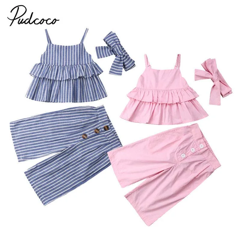 2019 Brand Newborn Kids Baby Girl Clothes Summer New Fashion Ruffle Striped Tops Vest Wide-Leg Pants Outfits Holiday 2Pcs Set
2019 Brand Newborn Kids Baby Girl Clothes Summer New Fashion Ruffle Striped Tops Vest Wide-Leg Pants Outfits Holiday 2Pcs Set