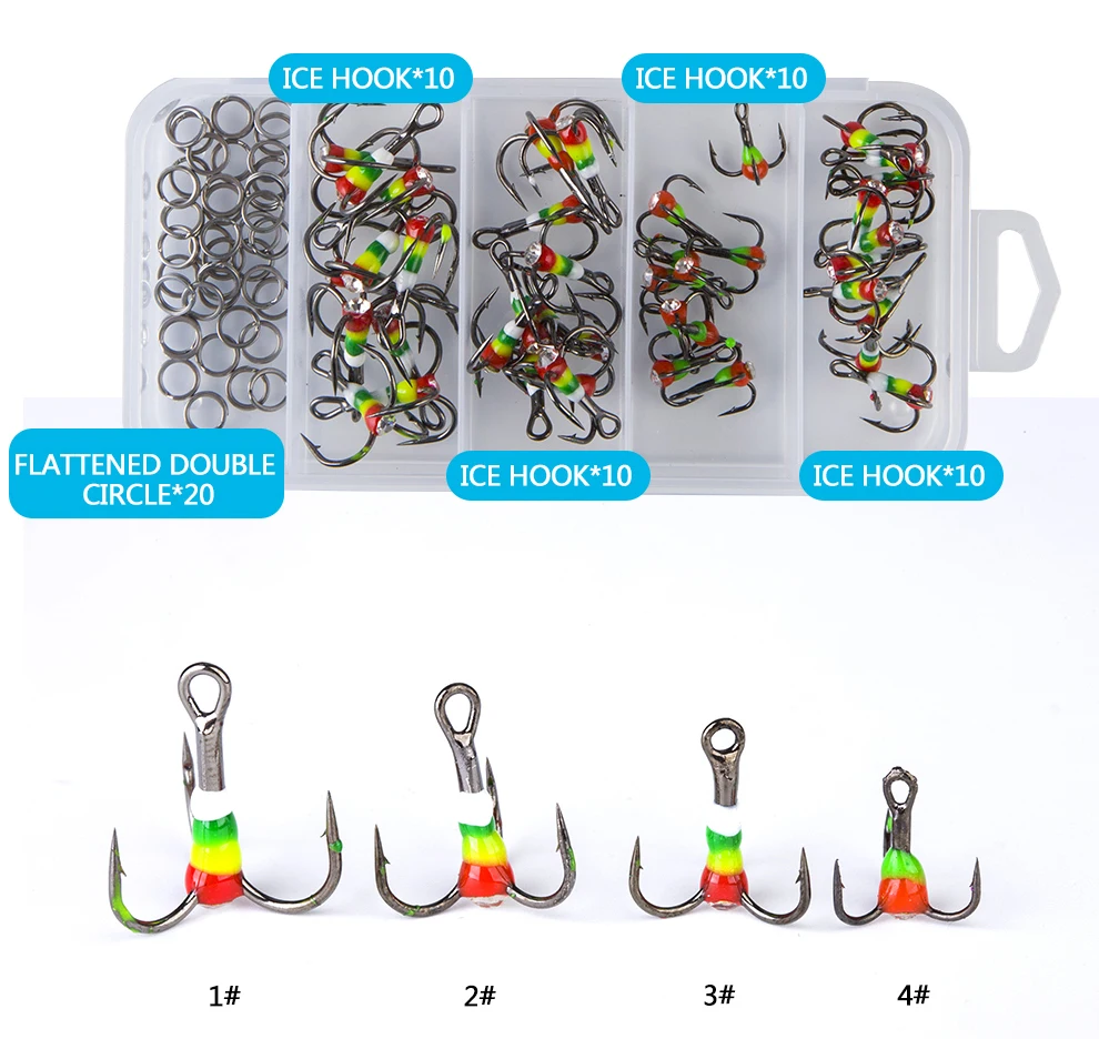 Ice Fishing Hook 40pc/set+Split Rings 20pcs with Box Winter Super Sharp Anchor Treble Hook High Carbon Steel Pack Pesca Icelure
Ice Fishing Hook 40pc/set+Split Rings 20pcs with Box Winter Super Sharp Anchor Treble Hook High Carbon Steel Pack Pesca Icelure