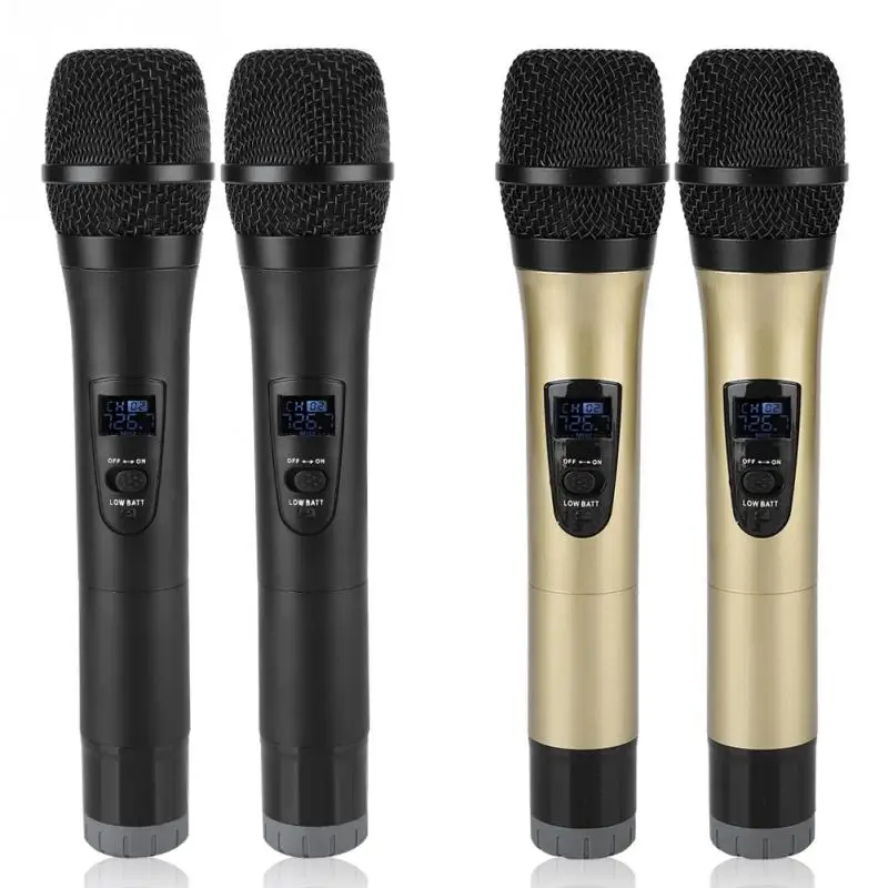 

1-to-2 Universal VHF Wireless Microphone Handheld 2 Channel microfone sem fio with Receiver for Karaoke/Business Meeting microfo