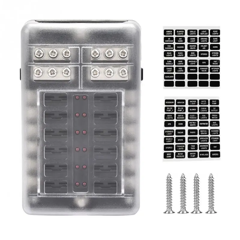 32V DC 100A MAX Car Boat 12 Way Blade Fuse Box Block Holder with LED Indicator auto fuse adapter
32V DC 100A MAX Car Boat 12 Way Blade Fuse Box Block Holder with LED Indicator auto fuse adapter