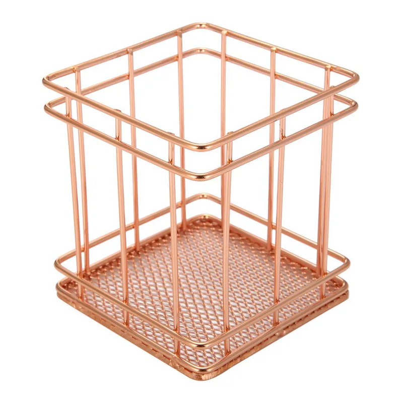 Rose Gold Wire Net Pencil / Pen Cup Square Iron Mesh Pen / Pencil Cup Stationery Organizer Desk Sorter For Office Home School
Rose Gold Wire Net Pencil / Pen Cup Square Iron Mesh Pen / Pencil Cup Stationery Organizer Desk Sorter For Office Home School