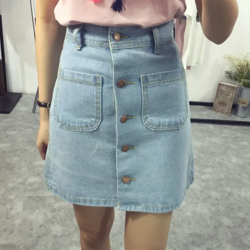 Summer A-line Pencil Jeans Skirts Women High Waist Denim with Pockets Skirts Front Button Women Clothes
Summer A-line Pencil Jeans Skirts Women High Waist Denim with Pockets Skirts Front Button Women Clothes