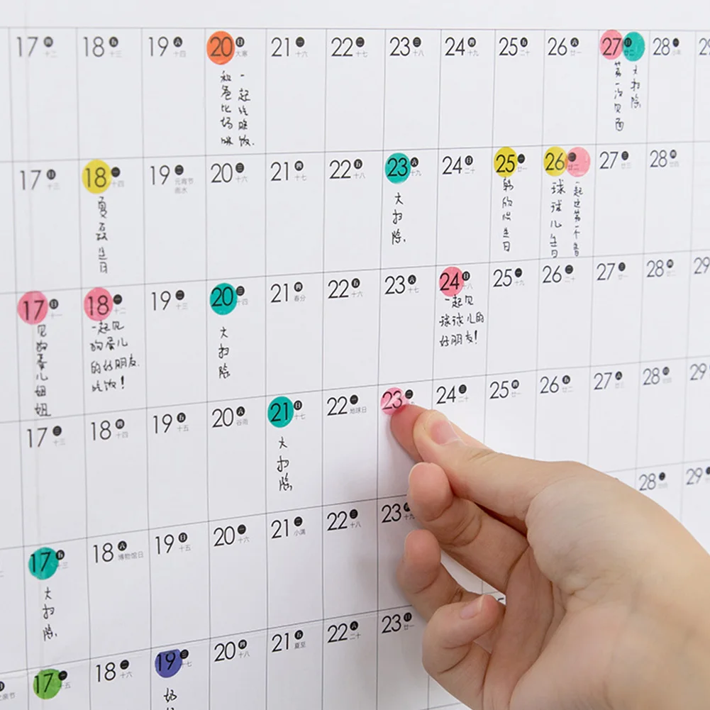 

Wall Calendar 2019 Yearly Paper With Sticker Dots Decoration Memo Organiser Annual Schedule Daily Planner Stationery Office Plan