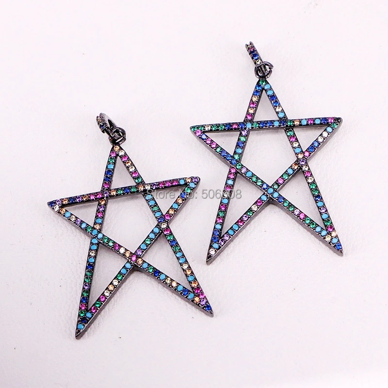 6PCS ZYZ-P0365 Rainbow Cubic Zirconia Micro Pave CZ Zircon Star Necklace Pendant Metalblack color for Women Jewelry Making
6PCS ZYZ-P0365 Rainbow Cubic Zirconia Micro Pave CZ Zircon Star Necklace Pendant Metalblack color for Women Jewelry Making