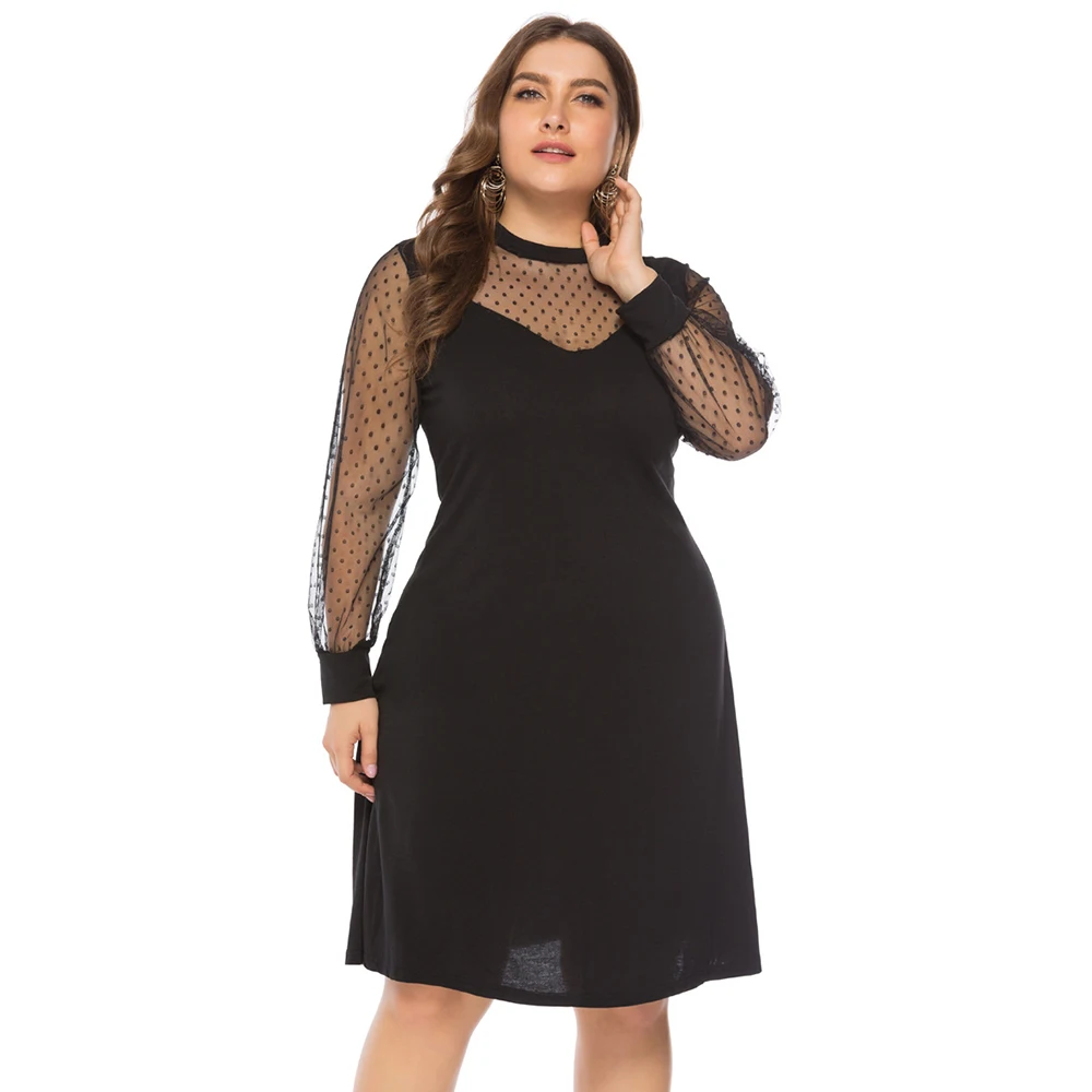 Wipalo Plus Size Chiffon Dress Women Summer Lace Dot Mesh Stitching Dress High Waist Party Dress Knee-Length Vestidos Dress
Wipalo Plus Size Chiffon Dress Women Summer Lace Dot Mesh Stitching Dress High Waist Party Dress Knee-Length Vestidos Dress